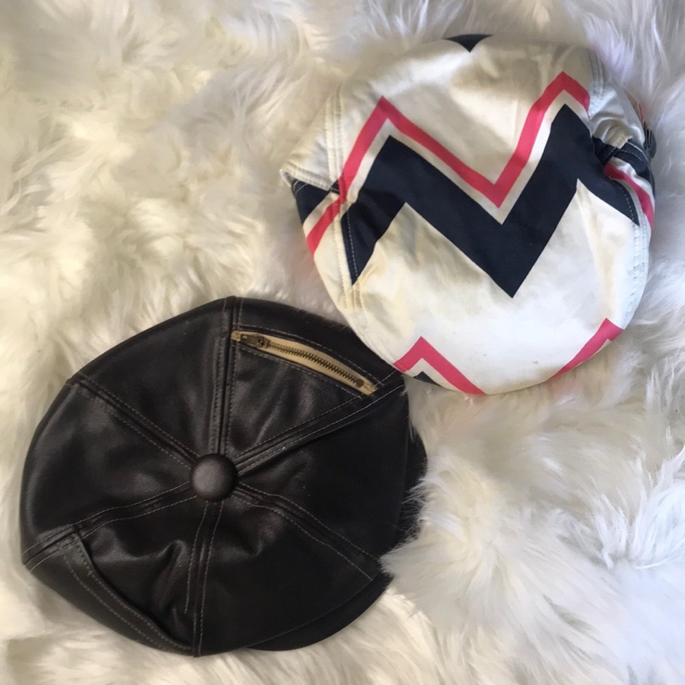 2 fun funky hats size small zigzag brown leather